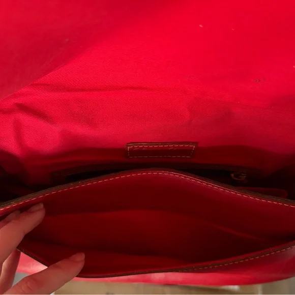 Dooney & Burke Florentine Vintage Flap Saddle Bag Crossbody in Red - Picture 8 of 9